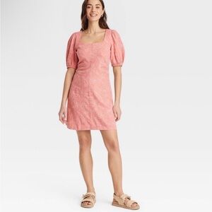 NWT A New Day Pink Puff Sleeve Mini Dress Sz 4